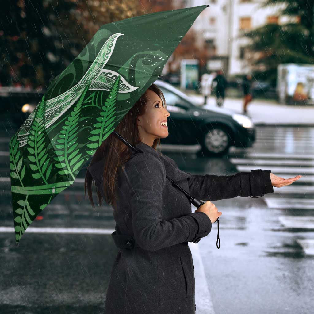 New Zealand Matariki Umbrella Maori Koru With Humpback Whale Green LT05 - Polynesian Pride