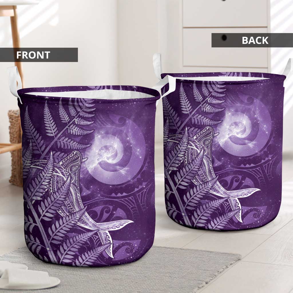 New Zealand Matariki Laundry Basket Maori Koru With Humpback Whale Purple LT05 - Polynesian Pride