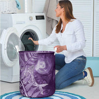 New Zealand Matariki Laundry Basket Maori Koru With Humpback Whale Purple LT05 - Polynesian Pride