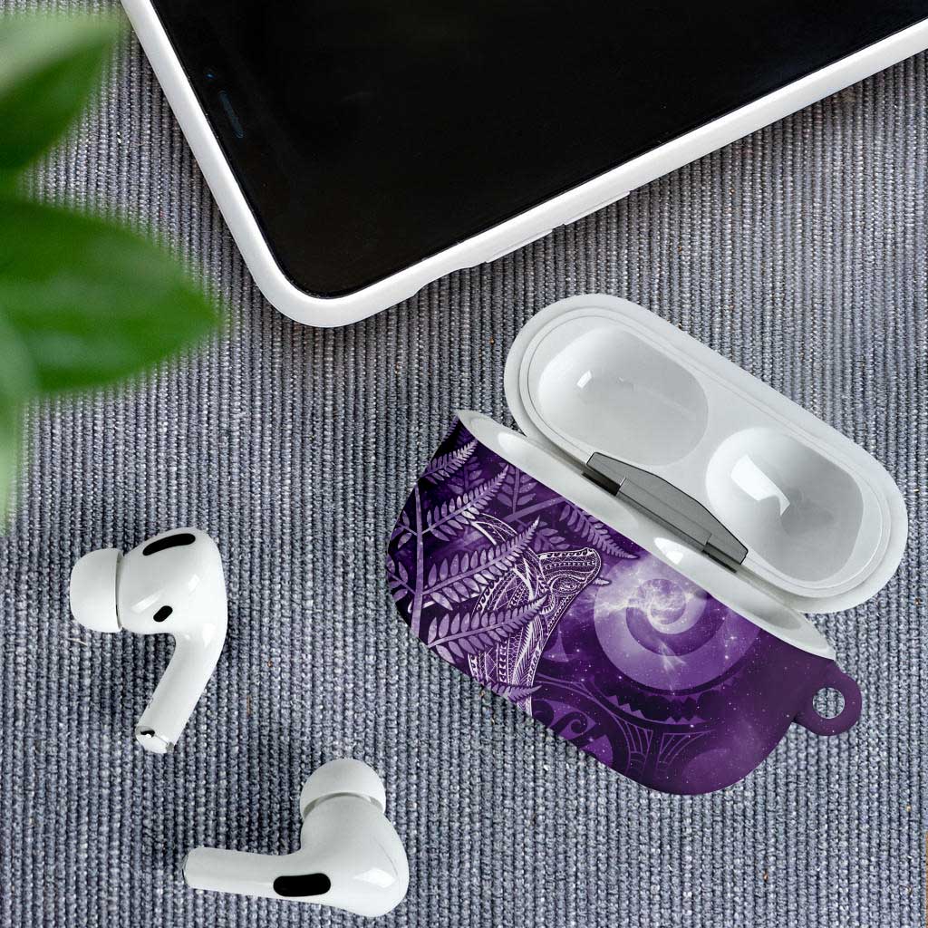 New Zealand Matariki AirPods Case Maori Koru With Humpback Whale Purple LT05 - Polynesian Pride