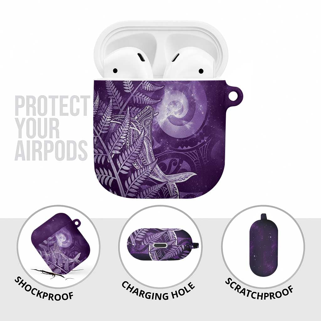 New Zealand Matariki AirPods Case Maori Koru With Humpback Whale Purple LT05 - Polynesian Pride