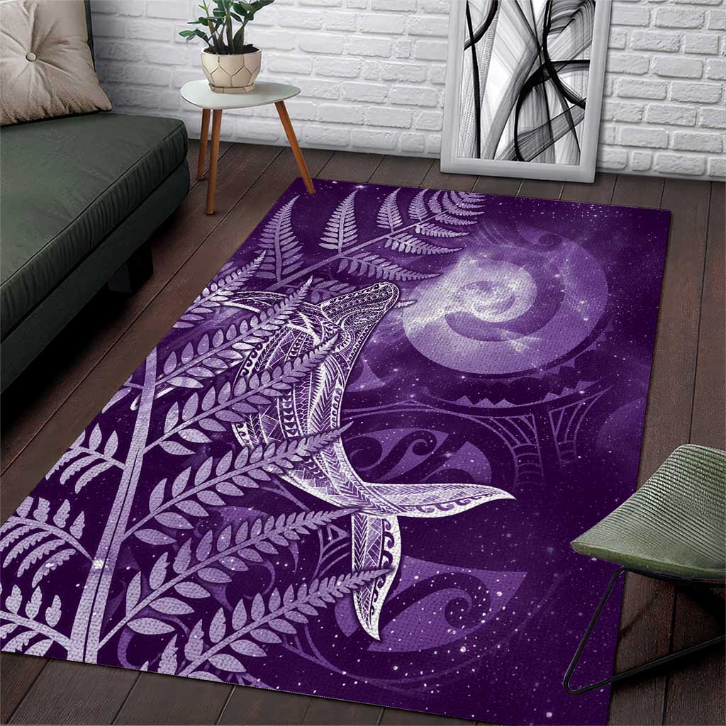 New Zealand Matariki Area Rug Maori Koru With Humpback Whale Purple LT05 Purple - Polynesian Pride