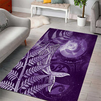 New Zealand Matariki Area Rug Maori Koru With Humpback Whale Purple LT05 - Polynesian Pride
