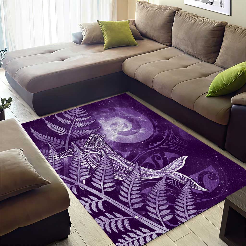 New Zealand Matariki Area Rug Maori Koru With Humpback Whale Purple LT05 - Polynesian Pride