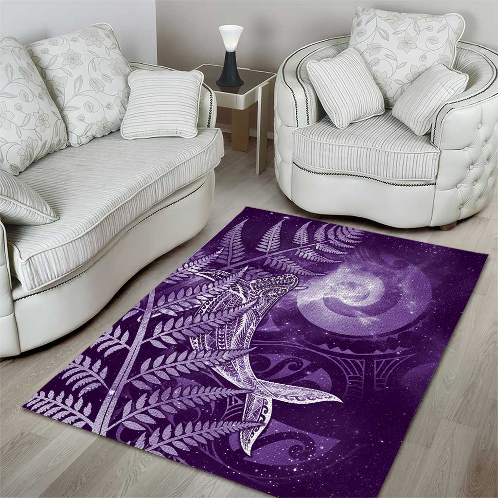 New Zealand Matariki Area Rug Maori Koru With Humpback Whale Purple LT05 - Polynesian Pride