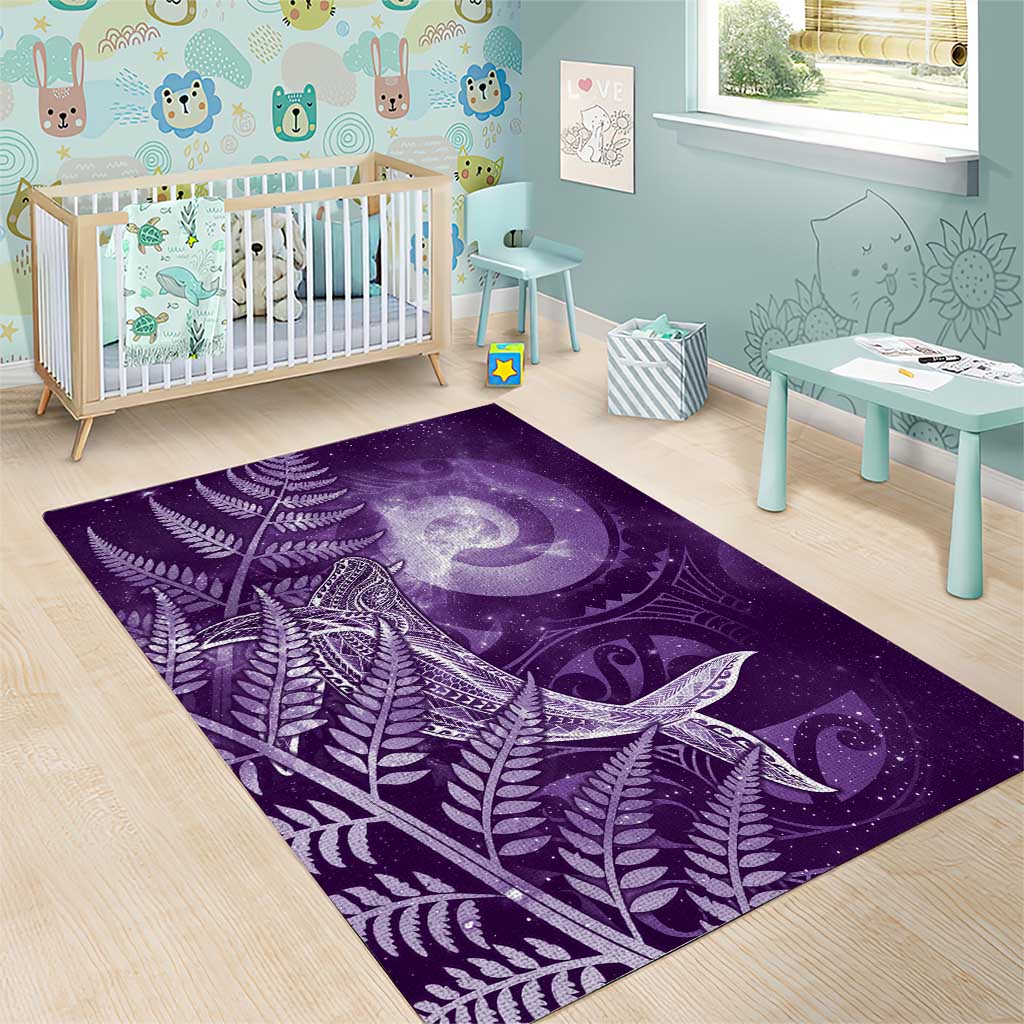 New Zealand Matariki Area Rug Maori Koru With Humpback Whale Purple LT05 - Polynesian Pride