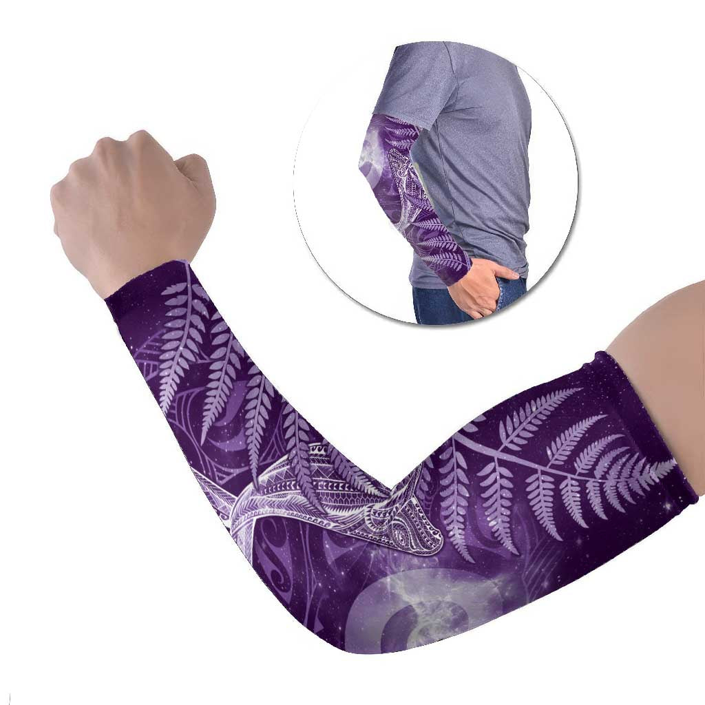 New Zealand Matariki Arm Sleeves Maori Koru With Humpback Whale Purple LT05 Set of 2 Purple - Polynesian Pride