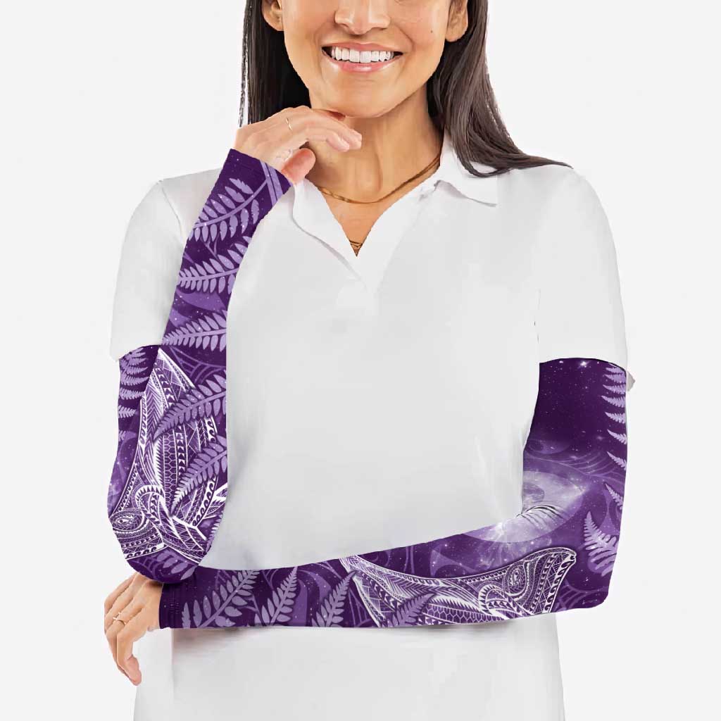 New Zealand Matariki Arm Sleeves Maori Koru With Humpback Whale Purple LT05 - Polynesian Pride
