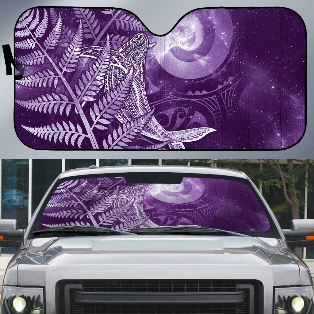 New Zealand Matariki Auto Sun Shade Maori Koru With Humpback Whale Purple LT05 Purple - Polynesian Pride