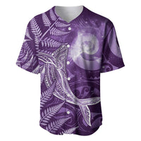 New Zealand Matariki Baseball Jersey Maori Koru With Humpback Whale Purple LT05 Purple - Polynesian Pride