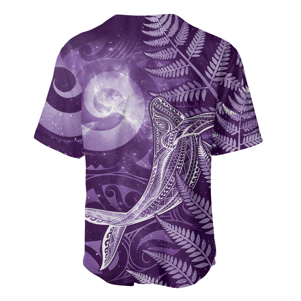 New Zealand Matariki Baseball Jersey Maori Koru With Humpback Whale Purple LT05 - Polynesian Pride