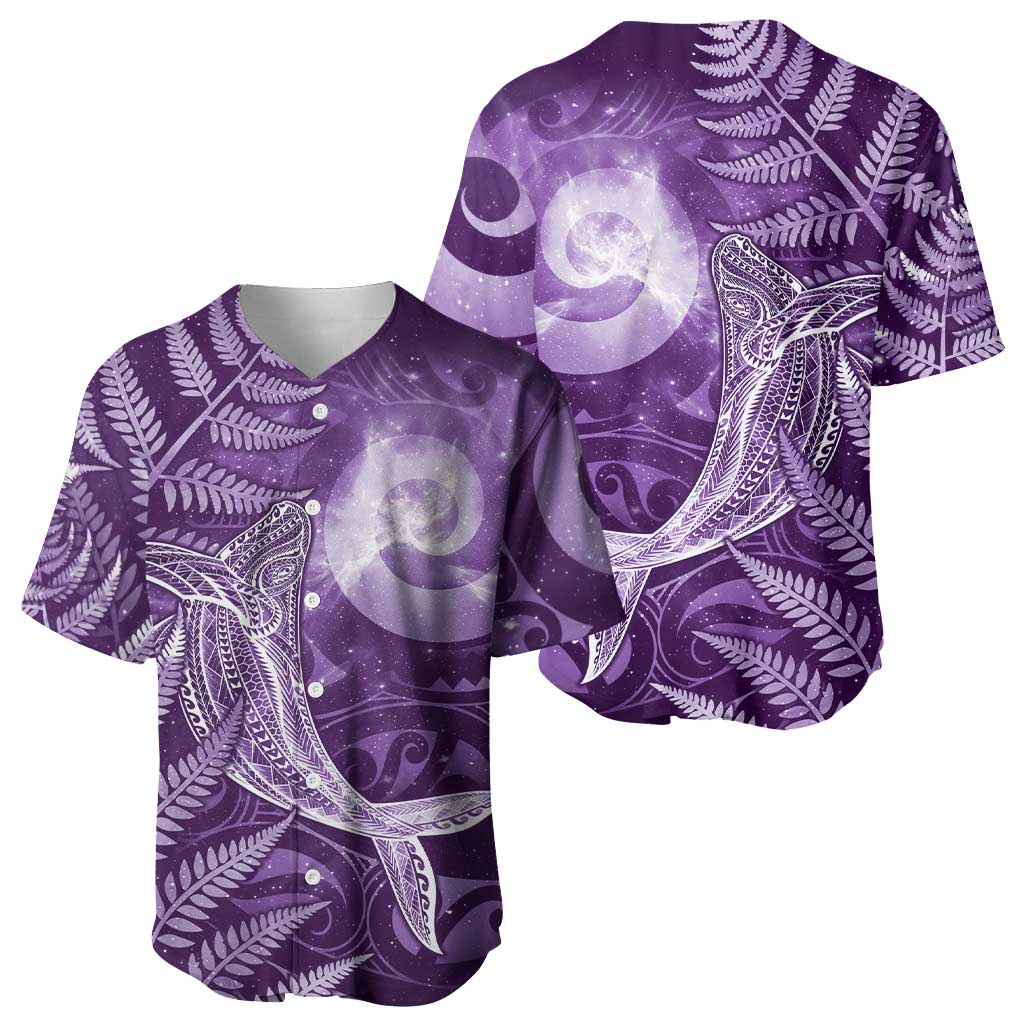 New Zealand Matariki Baseball Jersey Maori Koru With Humpback Whale Purple LT05 - Polynesian Pride