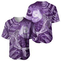 New Zealand Matariki Baseball Jersey Maori Koru With Humpback Whale Purple LT05 - Polynesian Pride