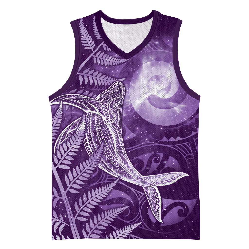 New Zealand Matariki Basketball Jersey Maori Koru With Humpback Whale Purple LT05 Unisex Purple - Polynesian Pride
