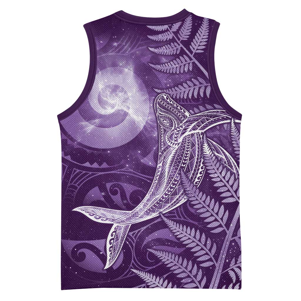 New Zealand Matariki Basketball Jersey Maori Koru With Humpback Whale Purple LT05 - Polynesian Pride