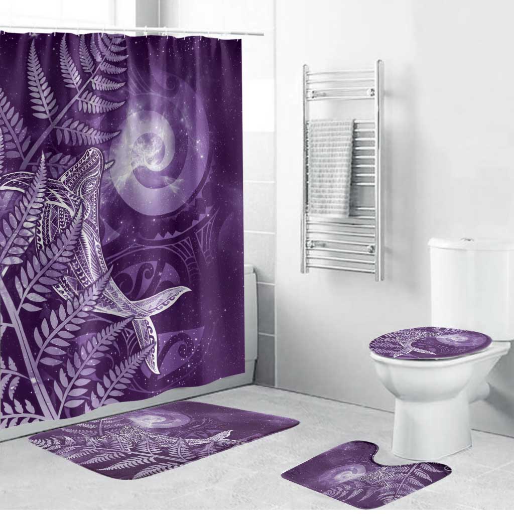 New Zealand Matariki Bathroom Set Maori Koru With Humpback Whale Purple LT05 Bathroom Set (4 pcs) Purple - Polynesian Pride