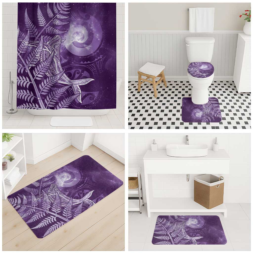 New Zealand Matariki Bathroom Set Maori Koru With Humpback Whale Purple