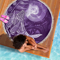 New Zealand Matariki Beach Blanket Maori Koru With Humpback Whale Purple LT05 - Polynesian Pride