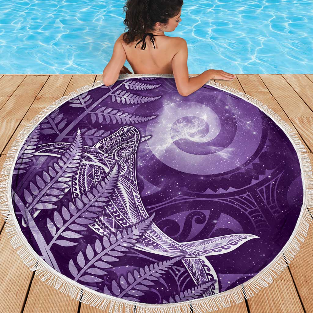 New Zealand Matariki Beach Blanket Maori Koru With Humpback Whale Purple LT05 - Polynesian Pride