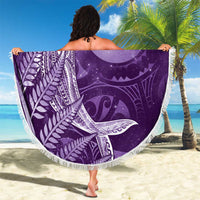 New Zealand Matariki Beach Blanket Maori Koru With Humpback Whale Purple LT05 - Polynesian Pride