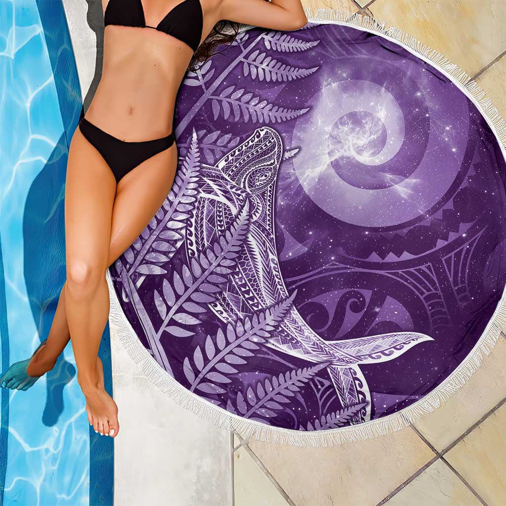 New Zealand Matariki Beach Blanket Maori Koru With Humpback Whale Purple LT05 - Polynesian Pride