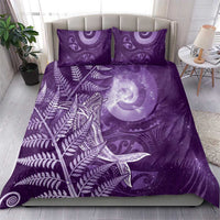 New Zealand Matariki Bedding Set Maori Koru With Humpback Whale Purple LT05 - Polynesian Pride