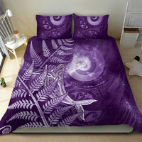 New Zealand Matariki Bedding Set Maori Koru With Humpback Whale Purple LT05 - Polynesian Pride