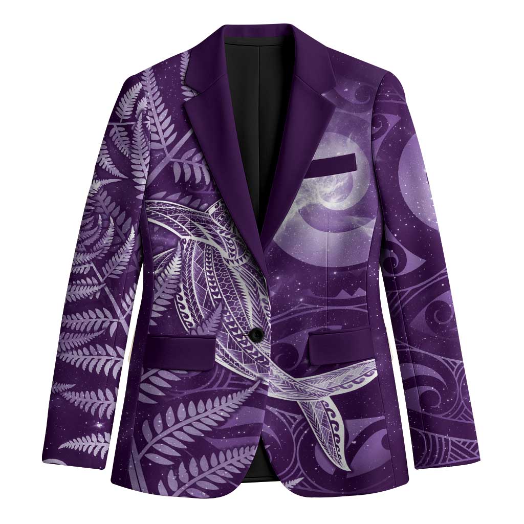 New Zealand Matariki Blazer Maori Koru With Humpback Whale Purple LT05 Unisex Purple - Polynesian Pride