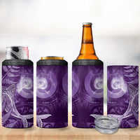 New Zealand Matariki 4 in 1 Can Cooler Tumbler Maori Koru With Humpback Whale Purple