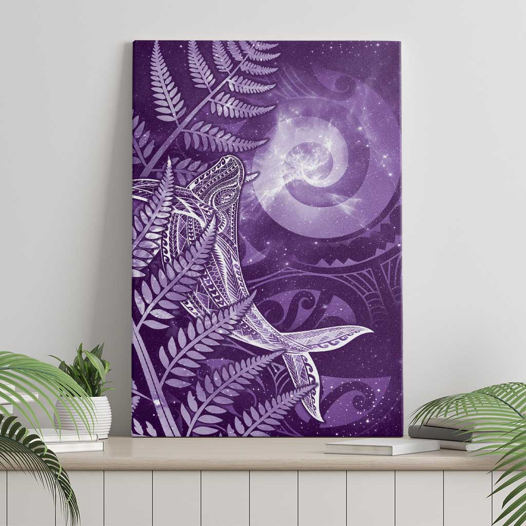 New Zealand Matariki Canvas Wall Art Maori Koru With Humpback Whale Purple LT05 - Polynesian Pride