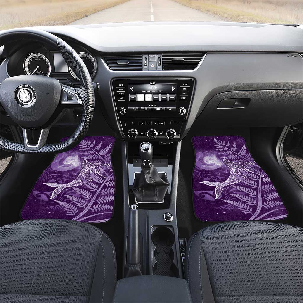 New Zealand Matariki Car Mats Maori Koru With Humpback Whale Purple LT05 Set 2pcs - Front Purple - Polynesian Pride