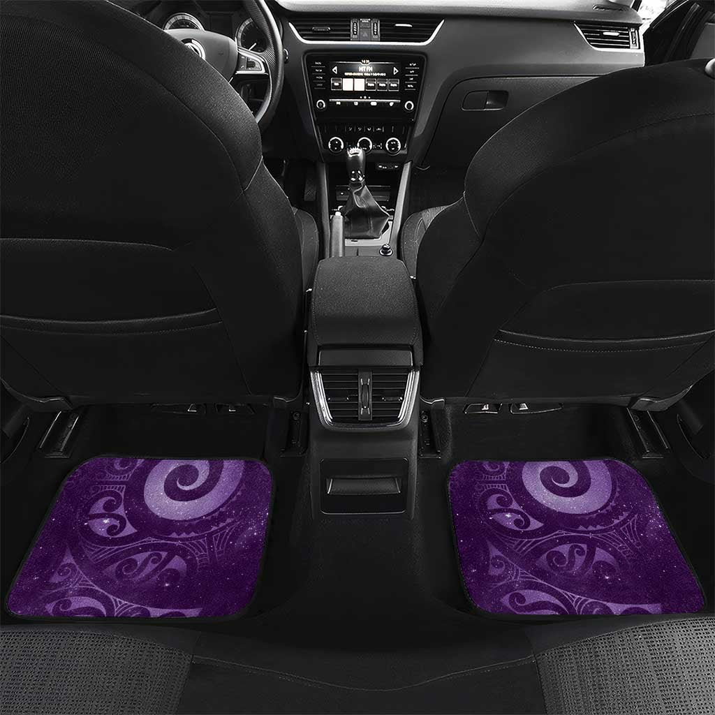 New Zealand Matariki Car Mats Maori Koru With Humpback Whale Purple LT05 Set 2pcs - Back Purple - Polynesian Pride