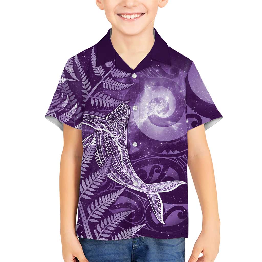New Zealand Matariki Family Matching Mermaid Dress and Hawaiian Shirt Maori Koru With Humpback Whale Purple
