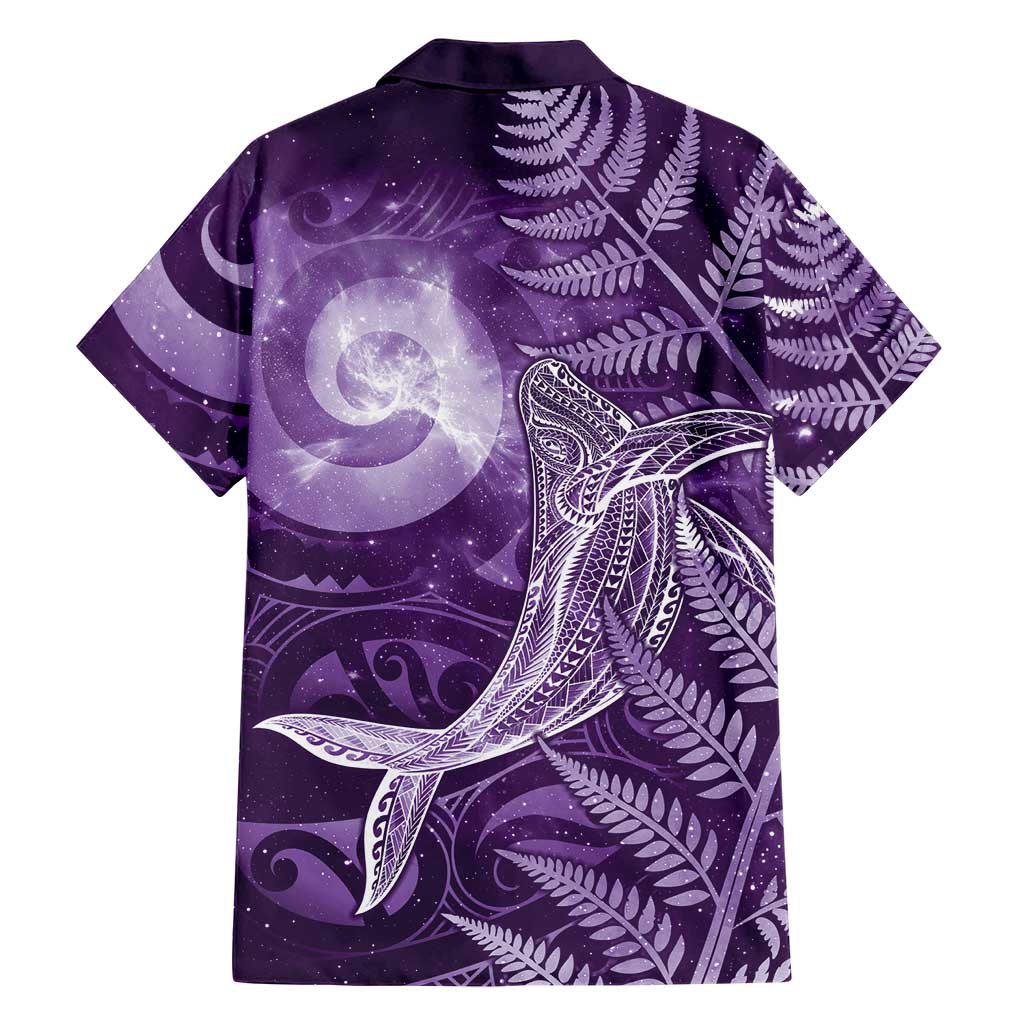 New Zealand Matariki Family Matching Off Shoulder Maxi Dress and Hawaiian Shirt Maori Koru With Humpback Whale Purple