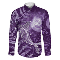 New Zealand Matariki Family Matching Puletasi and Hawaiian Shirt Maori Koru With Humpback Whale Purple