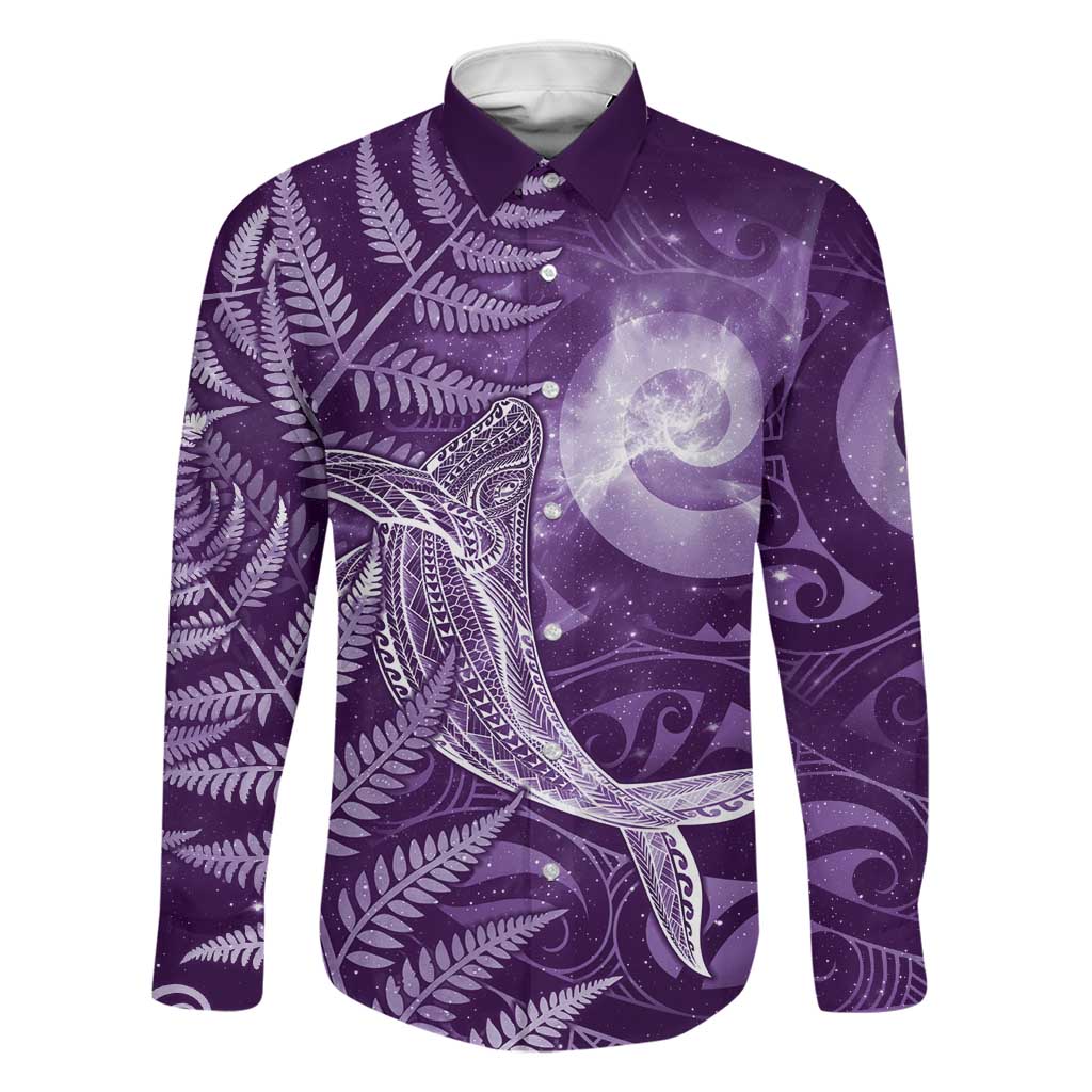 New Zealand Matariki Family Matching Summer Maxi Dress and Hawaiian Shirt Maori Koru With Humpback Whale Purple