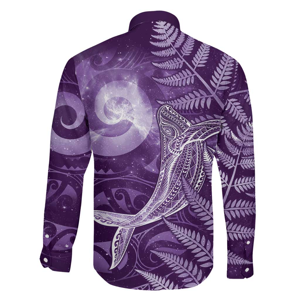 New Zealand Matariki Family Matching Summer Maxi Dress and Hawaiian Shirt Maori Koru With Humpback Whale Purple