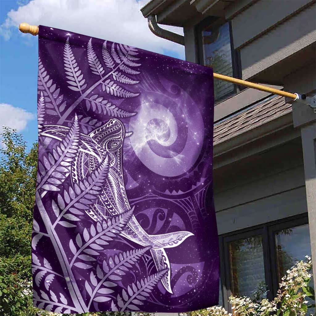 New Zealand Matariki Garden Flag Maori Koru With Humpback Whale Purple LT05 - Polynesian Pride