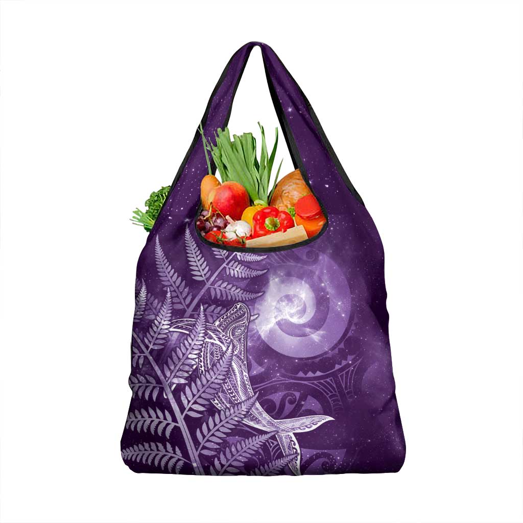 New Zealand Matariki Grocery Bag Maori Koru With Humpback Whale Purple LT05 1-pack One Size Purple - Polynesian Pride