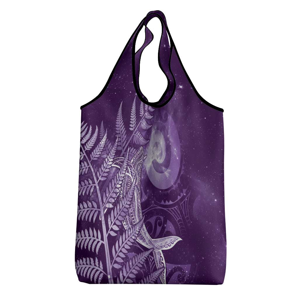 New Zealand Matariki Grocery Bag Maori Koru With Humpback Whale Purple LT05 - Polynesian Pride