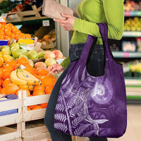 New Zealand Matariki Grocery Bag Maori Koru With Humpback Whale Purple LT05 - Polynesian Pride