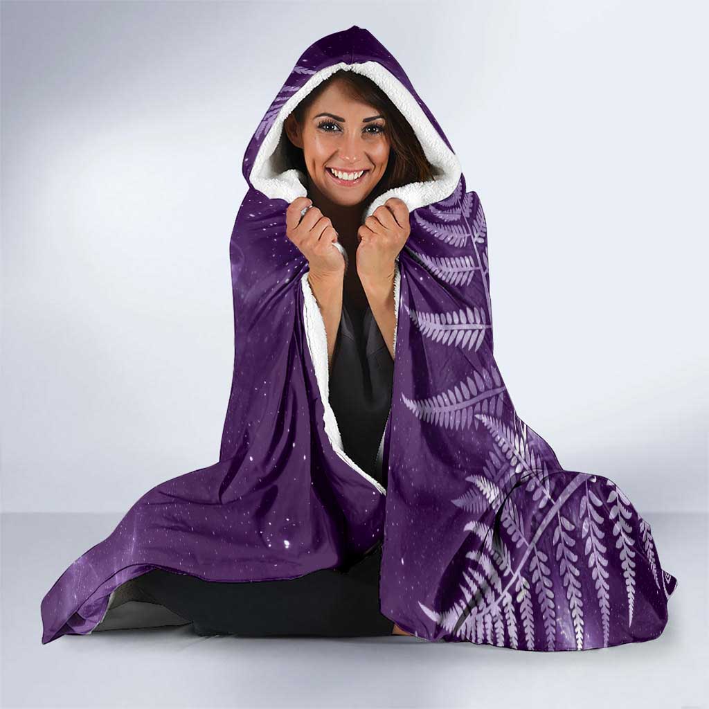 New Zealand Matariki Hooded Blanket Maori Koru With Humpback Whale Purple LT05 - Polynesian Pride