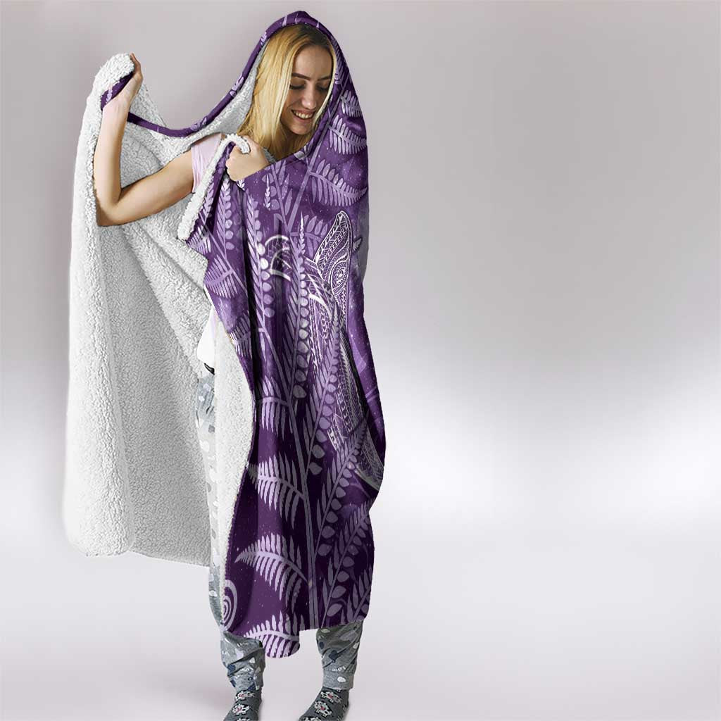 New Zealand Matariki Hooded Blanket Maori Koru With Humpback Whale Purple LT05 - Polynesian Pride