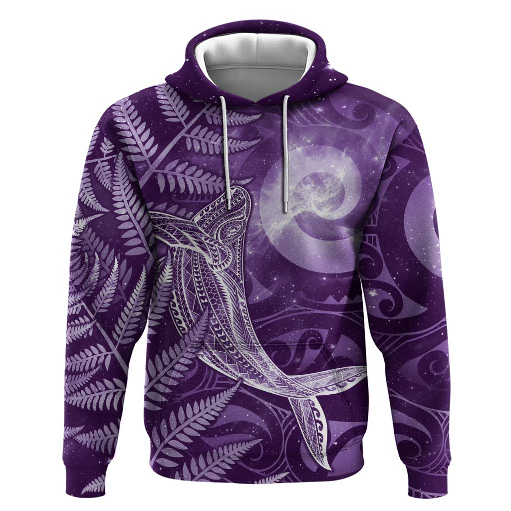 New Zealand Matariki Hoodie Maori Koru With Humpback Whale Purple