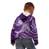 New Zealand Matariki Kid Hoodie Maori Koru With Humpback Whale Purple LT05 - Polynesian Pride