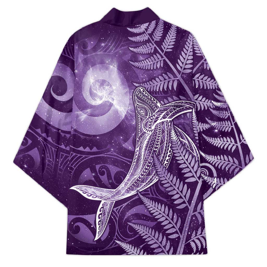 New Zealand Matariki Kimono Maori Koru With Humpback Whale Purple LT05 - Polynesian Pride