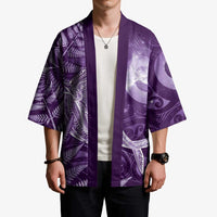 New Zealand Matariki Kimono Maori Koru With Humpback Whale Purple LT05 - Polynesian Pride