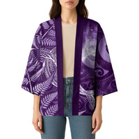 New Zealand Matariki Kimono Maori Koru With Humpback Whale Purple LT05 - Polynesian Pride