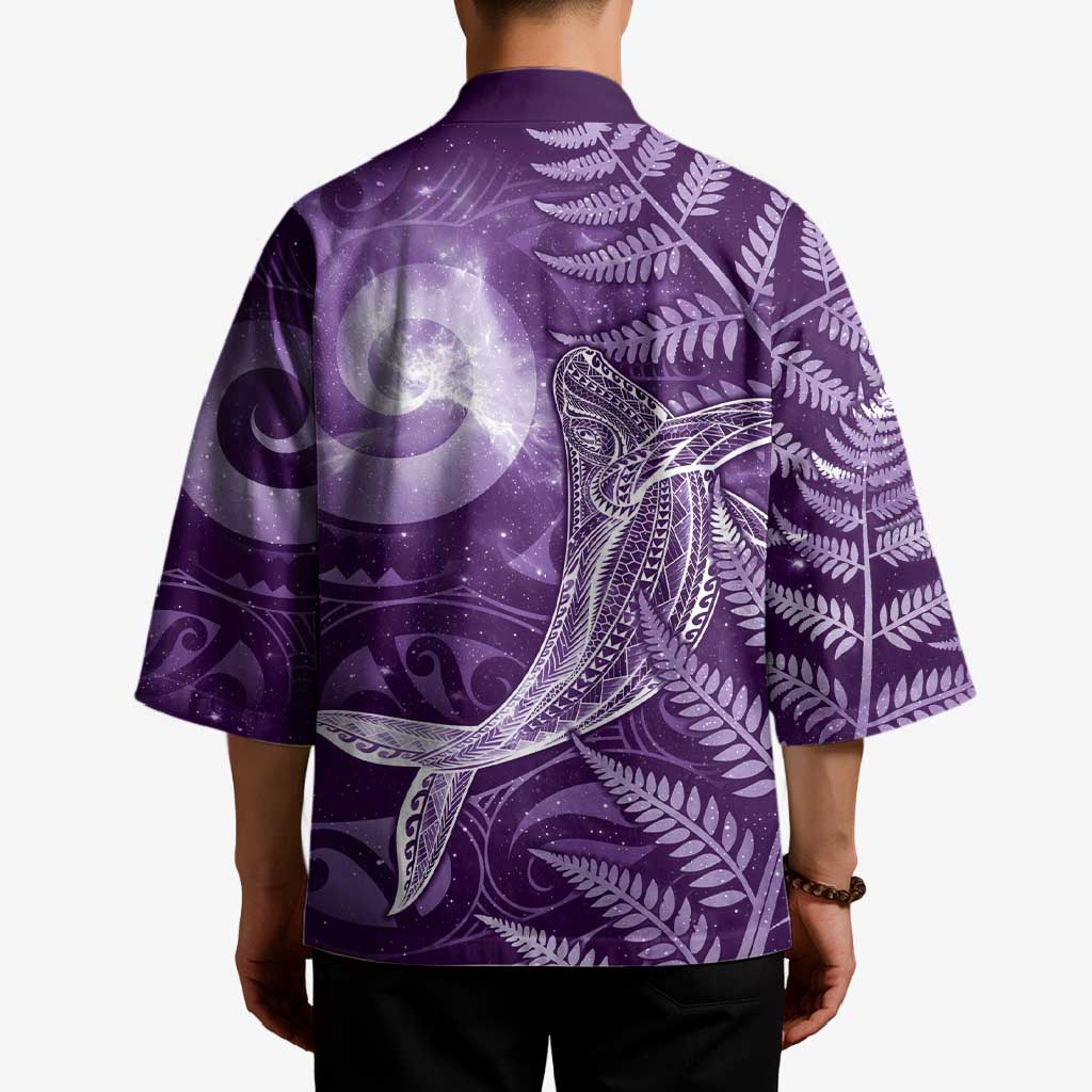 New Zealand Matariki Kimono Maori Koru With Humpback Whale Purple LT05 - Polynesian Pride