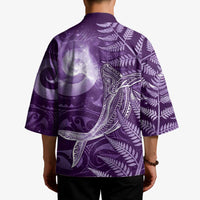 New Zealand Matariki Kimono Maori Koru With Humpback Whale Purple LT05 - Polynesian Pride